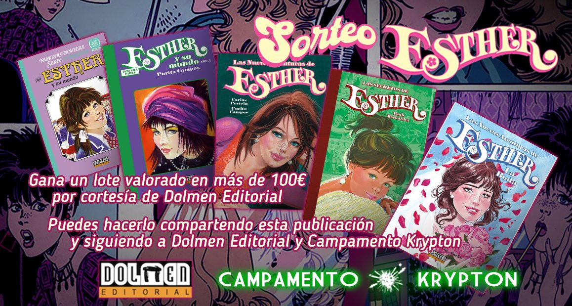 🎁 ¡Sorteo Esther! Llévate 1 pack con:

👉1er vol. de la serie Turquesa
👉1er vol. de la serie Verde
👉 Las nuevas aventuras
👉Los secretos de Esther
👉La boda

¡Más de 100 euros en tebeos de Esther y su mundo!

👉Síguenos y a <a href="/DolmenEditorial/">Dolmen Editorial</a>
👉 Retuitea 🔃

🗓Fecha límite 12/07