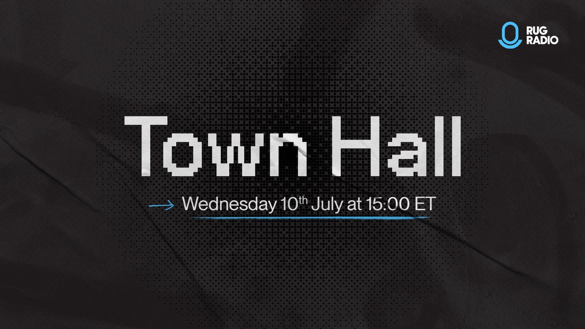 Join us for our next Town Hall tomorrow, Wednesday 10th July at 15:00 ET.

The Town Hall will be livestreamed here on X and on our YouTube channel.

If you can't make it, don't worry! We'll publish the recordings afterwards.

We'll see you there!