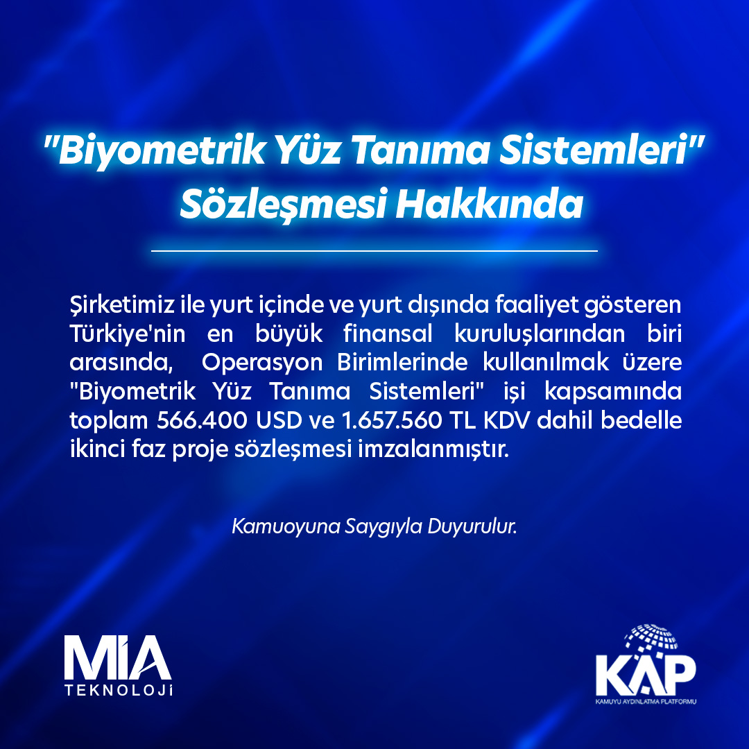 miateknoloji's tweet photo. "Biyometrik Yüz Tanıma Sistemleri" Sözleşmesi Hakkında

🔗https://t.co/St6DAdyHTB https://t.co/UtqoWolLtZ