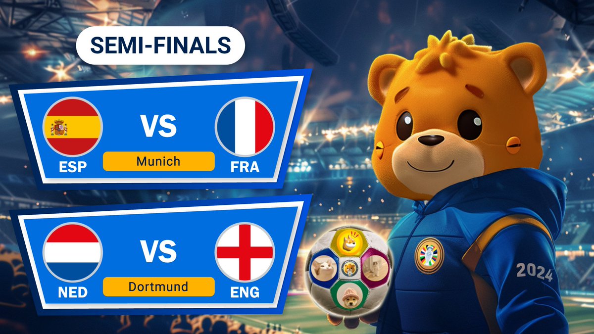 Semi-Final Countdown! 🙌

The Euro 2024 semi-finals are here!
Spain vs. France and Netherlands vs. England – two epic clashes. Who will make it to the final? ⚽️🏆

#EURo2024  #SemiFinal #FootballMagic #Spain  #France  #Netherlands #England