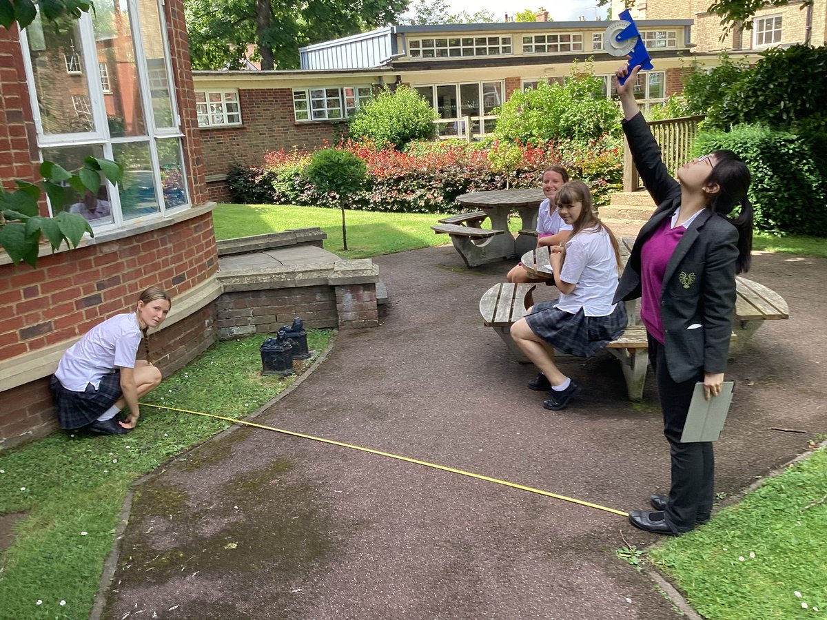 BGS_Maths's tweet photo. #BGSYear9 students finding the heights of buildings around the school using trigonometry skills. #clinometer #SOHCAHTOA https://t.co/gMoQWbe2Ap
