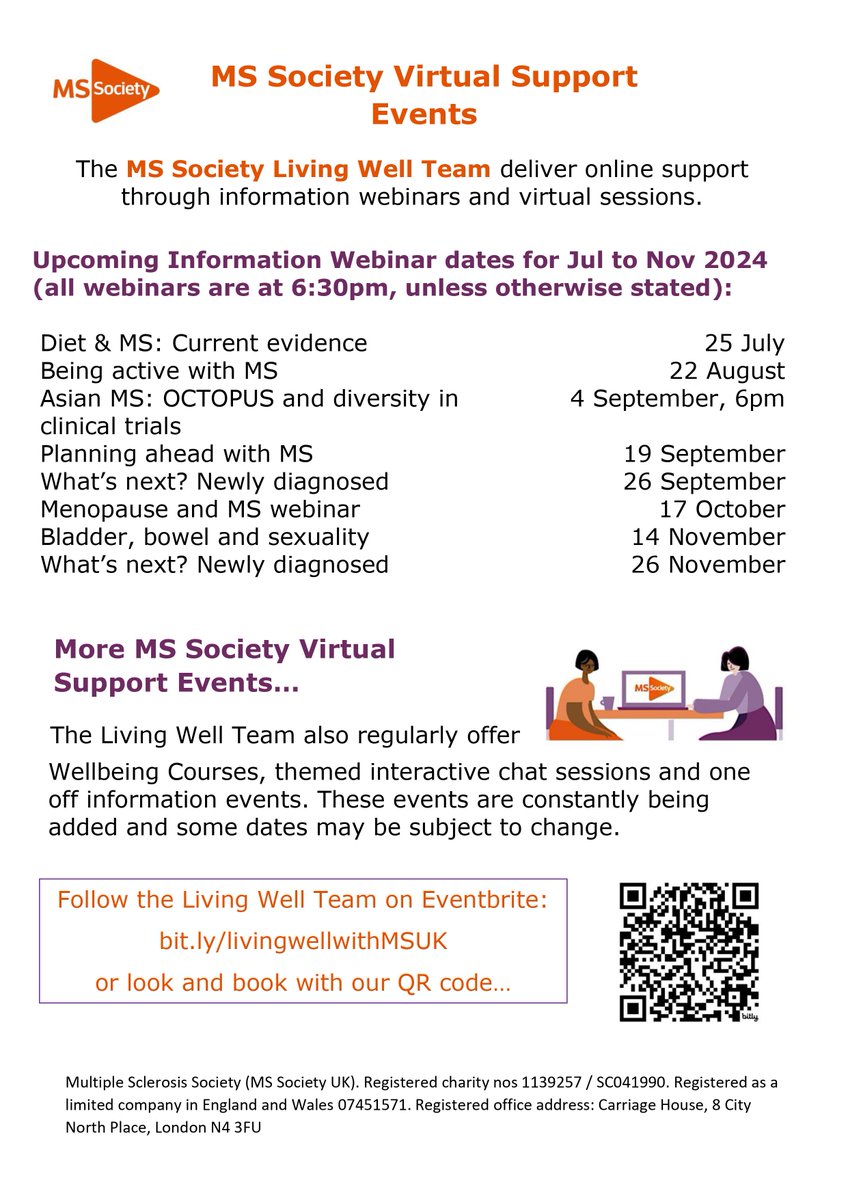 Kent MSTC (@kentmstc) on Twitter photo The <a href="/mssocietyuk/">MS Society UK</a> have a range of information webinars over the next few months covering a range of topics such as diet, menopause and new clinical trials. Check out their events here: bit.ly/livingwellwith… The <a href="/mssocietyuk/">MS Society UK</a> have a range of information webinars over the next few months covering a range of topics such as diet, menopause and new clinical trials. Check out their events here: bit.ly/livingwellwith…