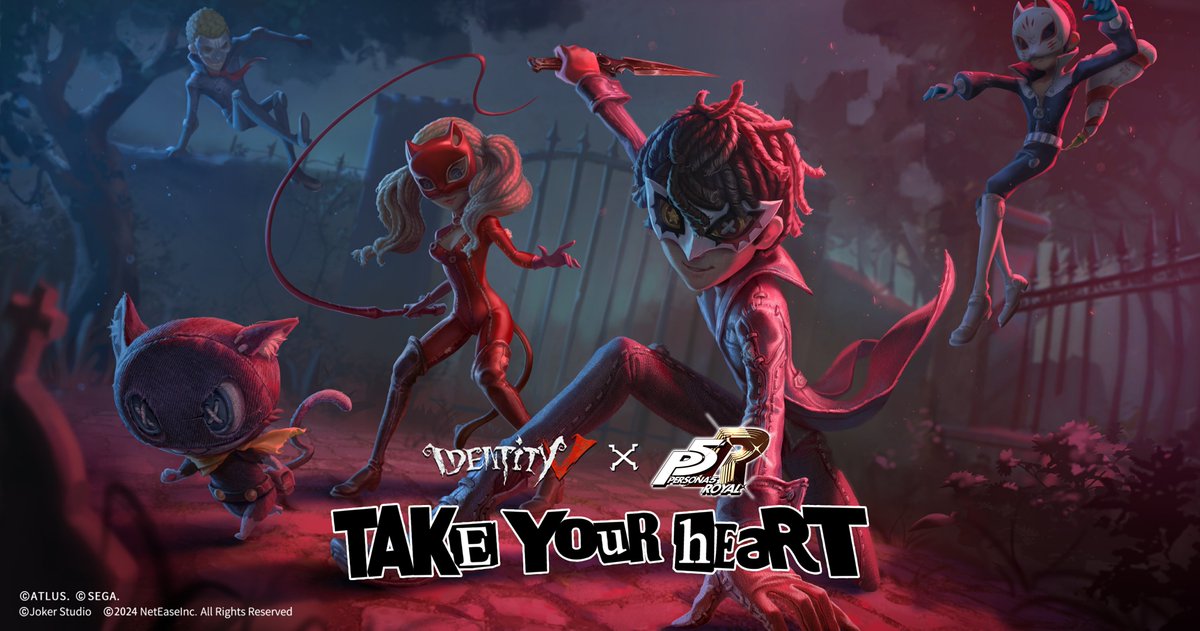 GameIdentityV's tweet photo. Identity V x Persona 5 Crossover Essence I is about to return!
The Phantom Thieves are coming back to the Manor！
Have you decided on the one you want to fight alongside?
Take your heart!
#IdentityV #IDVP5R https://t.co/aznx9Vy9Zy