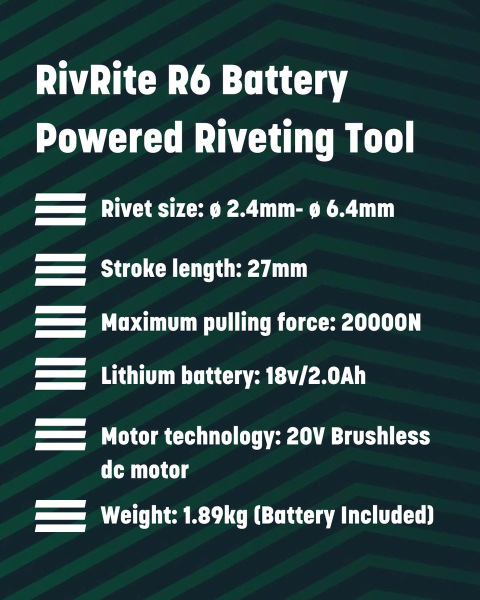RivRite's tweet photo. See the technical specifications of our battery tool range: RivRite R6 Battery Powered Riveting Tool and RivRite R12 Battery Powered Riveting Tool

Enquire here about our battery tools https://t.co/ERjyeXCxqj #TechnicalDrawing #Engineering https://t.co/tTui2zWG0H