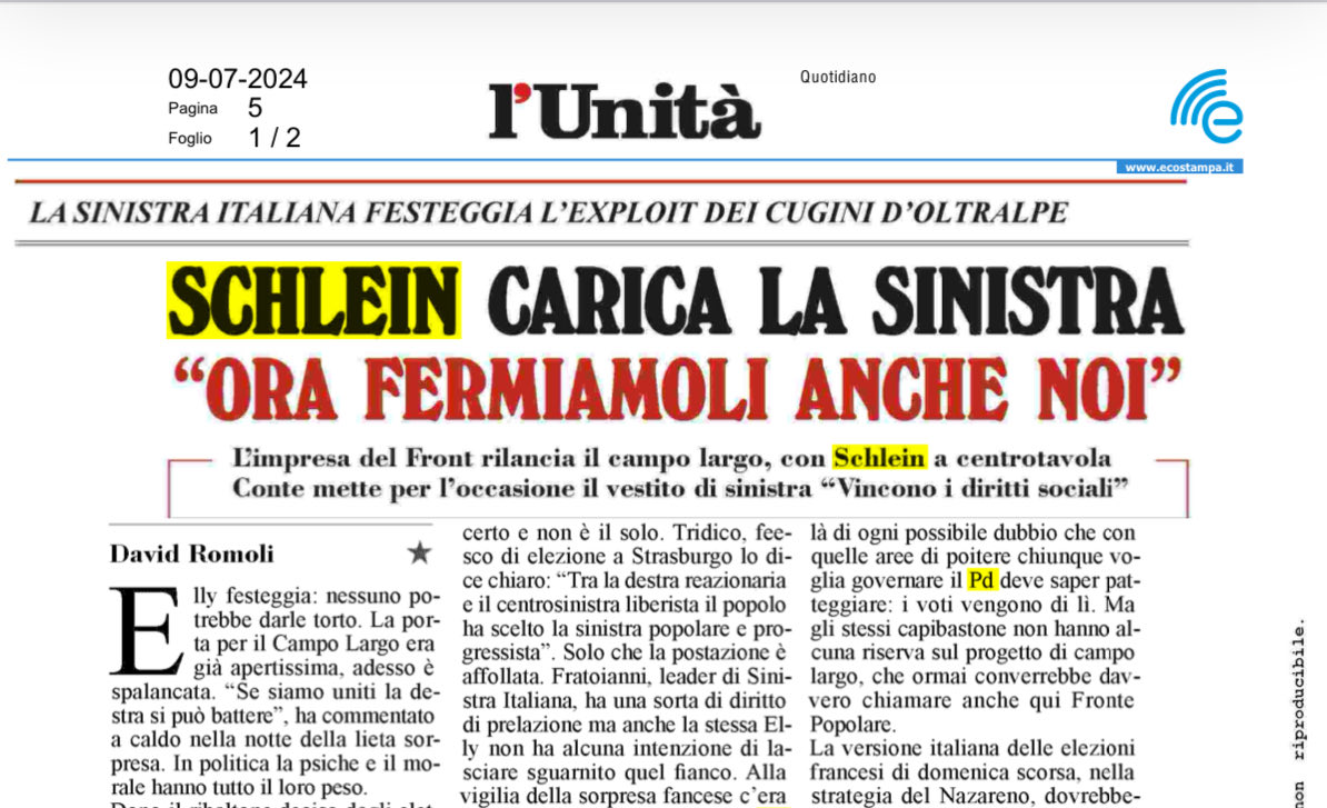 Arturo_Parisi's tweet photo. Schlein: “se siamo uniti la destra si può battere”
Con legge elett.alla francese con collegi uninominali(v.Tesi1 Ulivo)
Non Porcellum e segg
con parlamento nominati grazie a opposizione di facciata Segreterie di minoranza (v.Follini a Verderami su Corsera)
Vero ⁦@ellyesse⁩? https://t.co/IUyRWRYhup