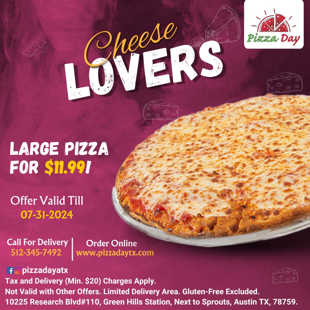 PizzaDayTx's tweet photo. 🧀CHEESE LOVERS, this one's for you!🧀

Call to order: 512-345-7492
Order Online: https://t.co/AlE31IY86R

#pizzadaytx #PizzaLovers #cheeselovers #PizzaTime #foodie #Yum #Delicious #AustinEats #Offers #deliciousfood #pizzeria #Foodstagram #cheese #foryou #PizzaParty #viral https://t.co/mY4nkncvQF