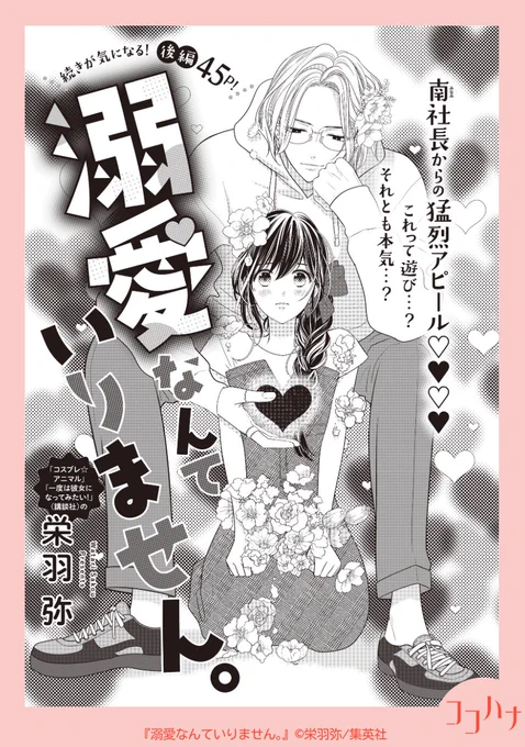 ✨本誌初登場!#栄羽弥 先生がおくる前後編読みきり✨
ココハナ8月号掲載中❣
婚約破棄を乗り越えたと思った矢先に、今度は恩人の南社長から猛烈アピール!?
彼とのデートはどれも想像以上だけど、これって本気なのーー?

#溺愛なんていりません。 【後編】
#ココハナ #集英社  #婚約破棄 