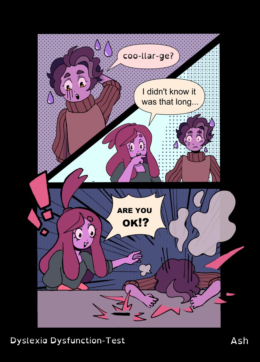Ashuri472's tweet photo. #PortfolioDay #Dyslexia
Hi this is a snipet of a Comic I've been working on! Dyslexia Dysfunction that focuses on the problems neurodivgents face day to day! I'm avaiable for work around december this year!
 If you want to read more of the test comic: https://t.co/NqM6NzI3cF https://t.co/HkcQPhO8hf
