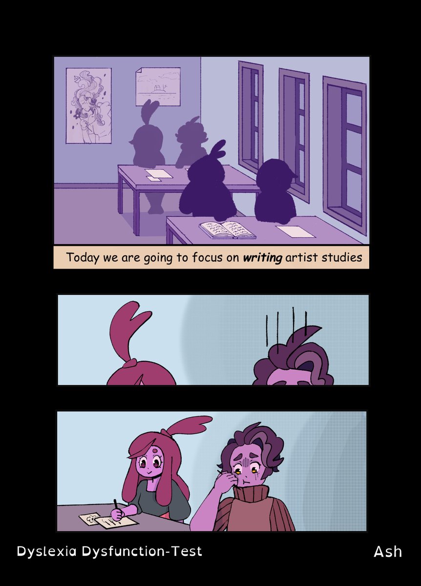 Ashuri472's tweet photo. #PortfolioDay #Dyslexia
Hi this is a snipet of a Comic I've been working on! Dyslexia Dysfunction that focuses on the problems neurodivgents face day to day! I'm avaiable for work around december this year!
 If you want to read more of the test comic: https://t.co/NqM6NzI3cF https://t.co/HkcQPhO8hf