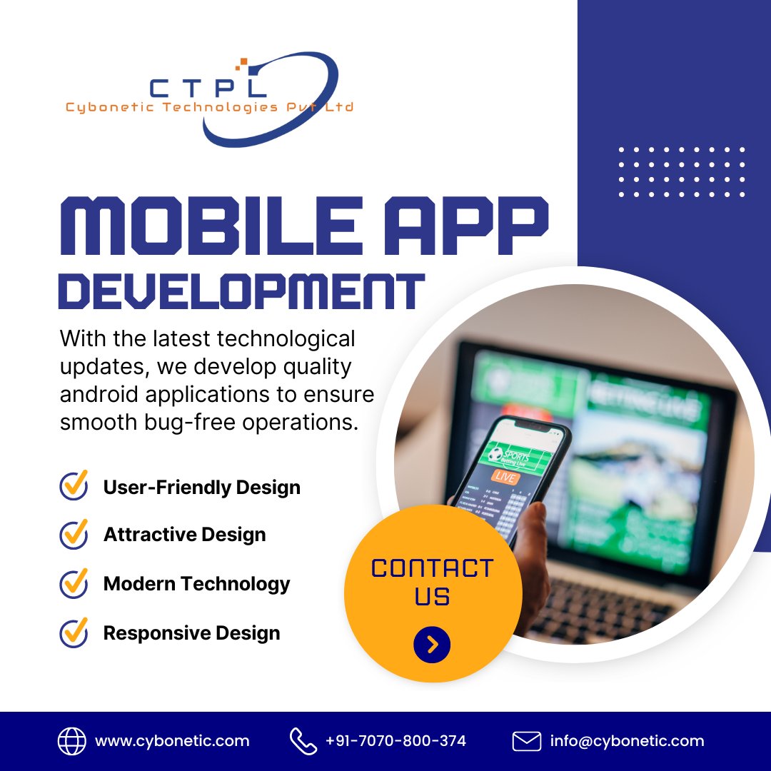 cybonetic's tweet photo. With the latest technological updates, we develop quality android applications to ensure smooth bug-free operations.
☎+91-7070-800-374
🌐https://t.co/yT7QHMYeCl
#MobileAppDevelopment #AppDevelopment #AppDesign #Android #IOS #AndroidApp #AppDeveloper #IOSApp #AndroidAppDesign https://t.co/E6xbs4cW84