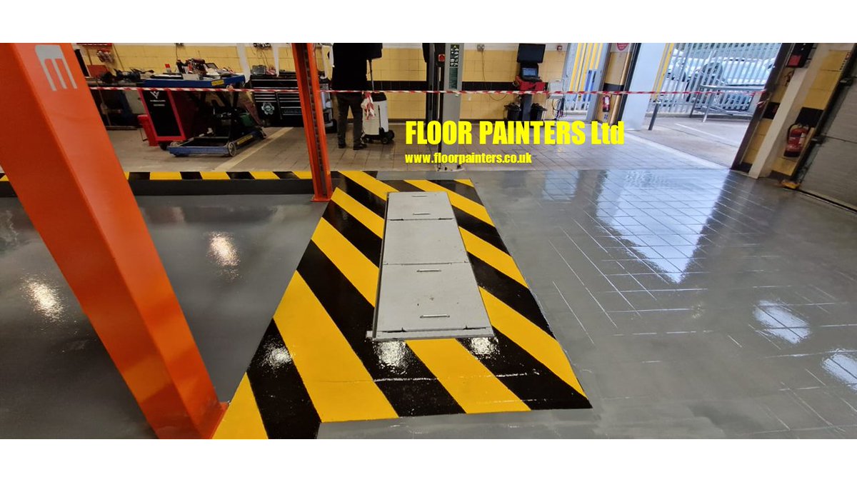 Safety demarcation is one of the services provided by <a href="/floorpainters/">Floor Painters Ltd</a> using #epoxy line marking resin or #thermoplastic materials for #walkways #pedestriansafety #motbays #carparking