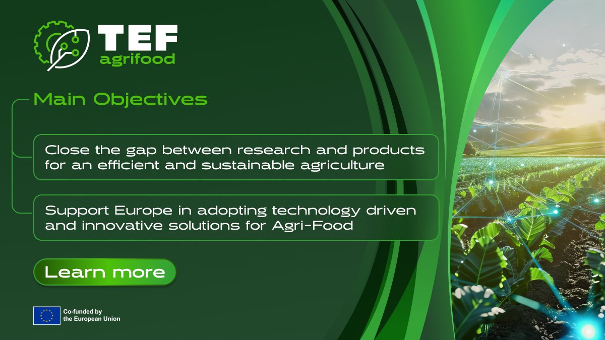 AgrifoodTEF's tweet image. ⚙ Built as a network of physical and digital facilities across Europe, agrifoodTEF provides services that aims at assessing AI and robotics solutions for the digitalisation of the agricultural sector.

🔍 Find out more about the project's main objectives: agrifoodtef.eu