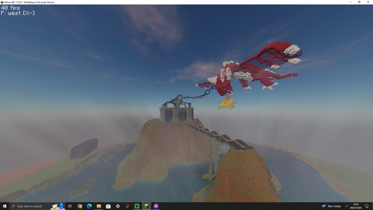 LegendPC04's tweet photo. I built a Dragon chained to a castle in @Minecraft , on my @Minehut server. The full showcase will be on my TikTok (legend.pc) and YouTube (@LegendPC2739) soon! 
 #Minecraft #dragon #Castle https://t.co/jpebHiuvn4