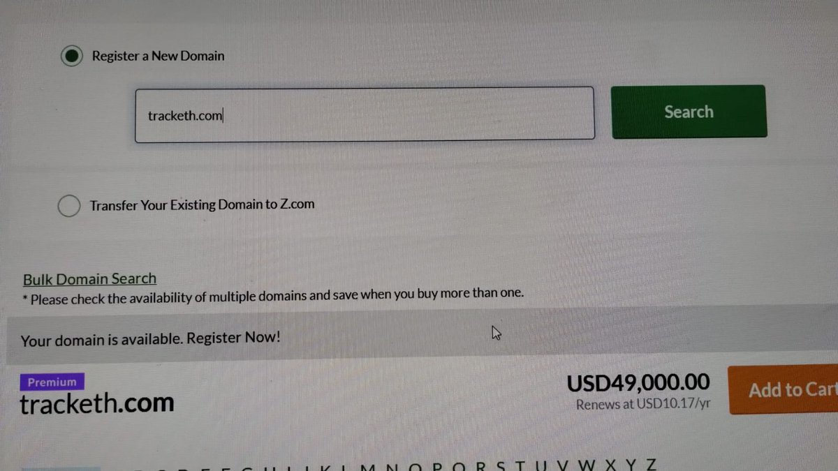 FinestDomainer's tweet image. If  tracketh .com is 49,900.

watchETH.COM

How much could that fetch/ sell for?

#ethdomain #domain #Ethereum