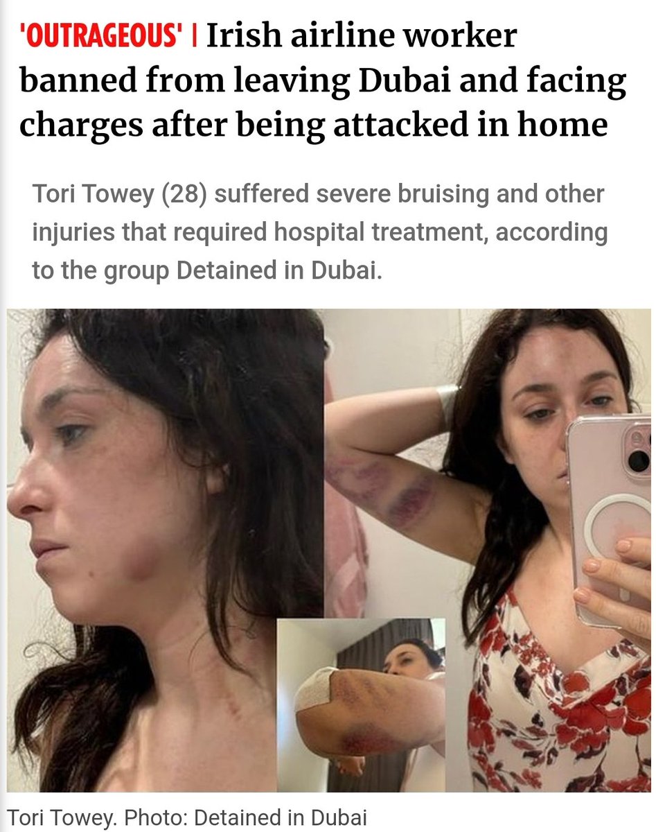 Mick_O_Keeffe's tweet photo. 🚨 Dubai  🚨

Irish woman Tori Towey is being detained after she was attacked in her home. 

She was the victim of an assault but they're refusing to let her fly home and instead bringing her to court. 

Culture matters.

Share!! 

#FreeTori https://t.co/9lo6Silk1c