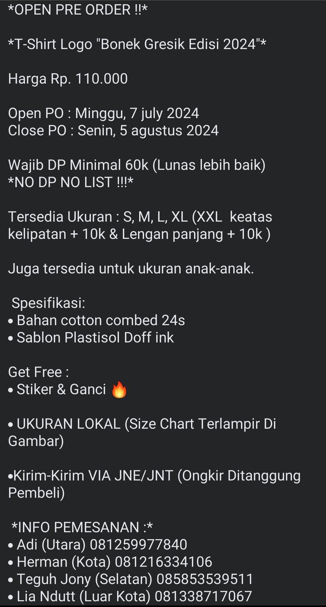 Yang udah menantikan bergegaslah sat-set hubungi kontak yang telah tertera pada gambar!

#bonek #gresik #bonekgresik #persebaya #surabaya #bola #sepakbola #indonesia #bogres