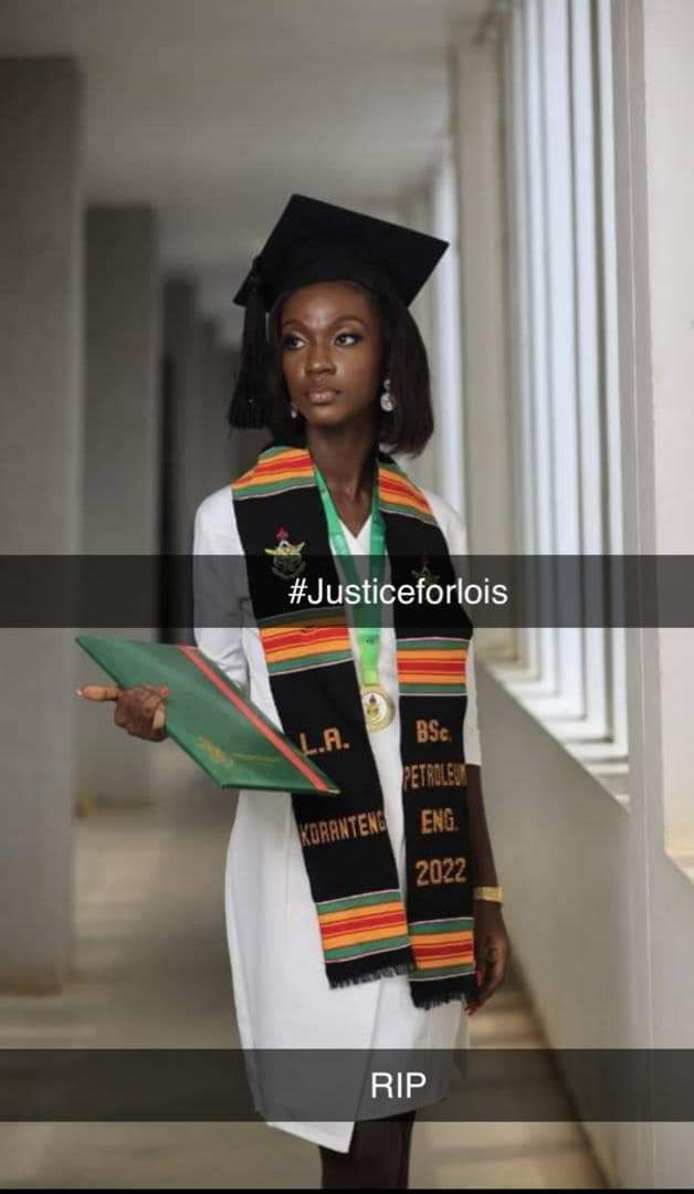 eddie_wrt's tweet photo. On Friday, June 7th, 2024, 24-year-old Lois Abena Koranteng, a KNUST Petroleum Engineering graduate on a business trip, checked into a hotel in Takoradi with her boss and their driver to spend the night.

Lois, the boss, and the driver all stayed in separate rooms that night. Unfortunately, at dawn on June 8th, 2024, one of the hotel workers discovered Lois's body in a bra and panties in the hotel swimming pool.

Lois was quickly rushed to the hospital, but it was too late. The incident was then reported to the police, and upon examining her body, there were no blood stains or cuts found on any part of her body. Surprisingly, the hotel has claimed that their CCTV cameras were not functioning and could not provide footage.

However, a postmortem has been conducted and is now in the hands of the police as investigations are still ongoing.
