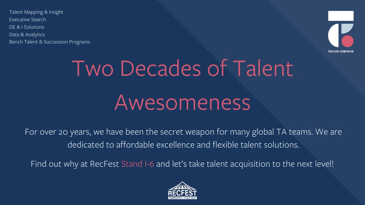 toresearch's tweet photo. #TalentSolutions #Transparency #TaylorOsborne #RecFestUK #RecFest #Sponsorship #inhouse #recruitment #resourcing #TA #HR #TAProfs #Talent Acquisition #talentdiversity #ExecutiveSearch https://t.co/fqPkNcjSTQ