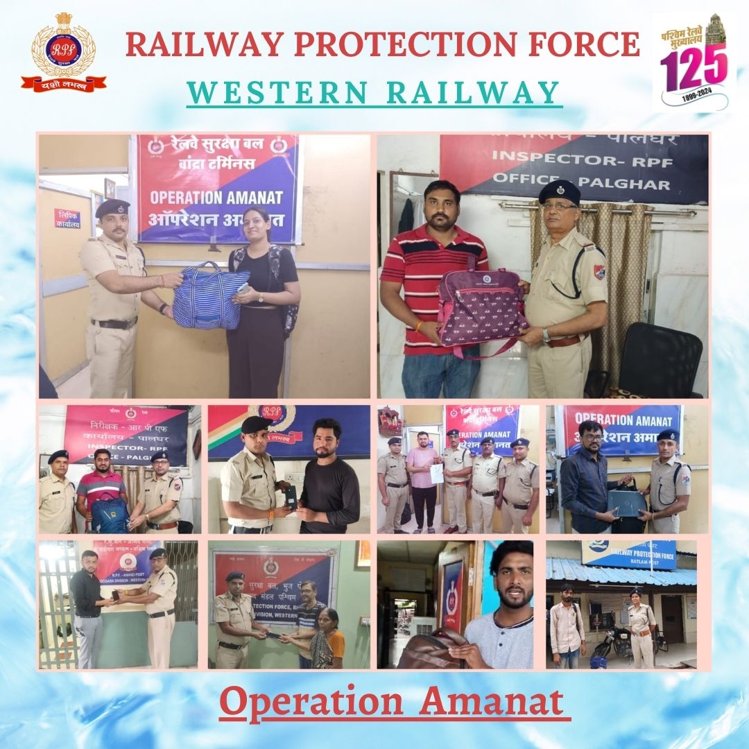 rpfwr1's tweet photo. Under Operation Amanat, alert RPF staff returned eleven pieces of misplaced passenger luggage left behind, valued at Rs 3,75,800, in separate incidents at across WR stations. After verification, they were handed over to their rightful owners. @RPF_INDIA @WesternRly https://t.co/PRzBgfg5Yl