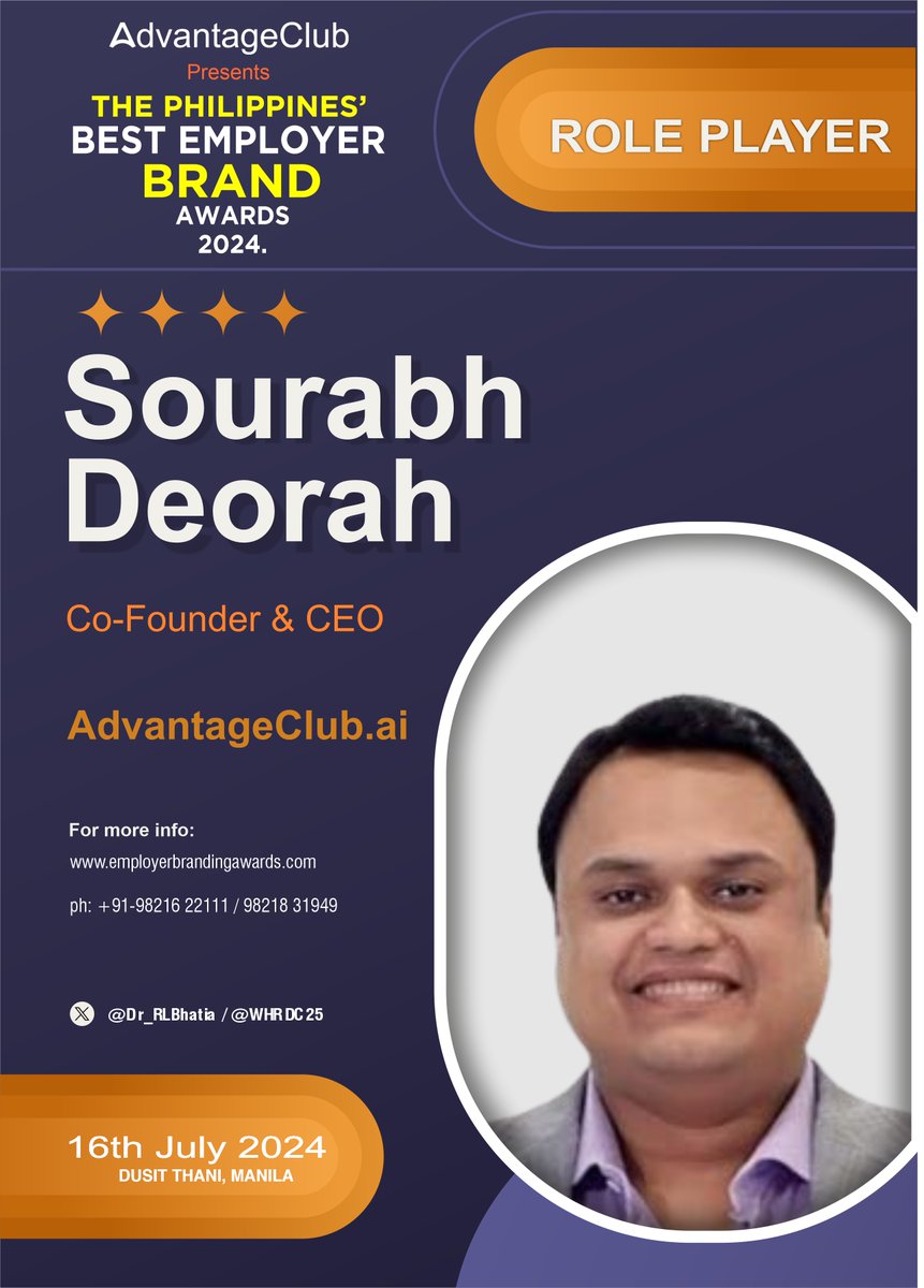 AdvantageClub.ai Presents “The Philippines Leadership Awards”, is poised to be a significant event in the business and leadership community. Mr. Sourabh Deorah, the Founder and CEO of Advantage Club, will be one of the distinguished role players featured at the event.