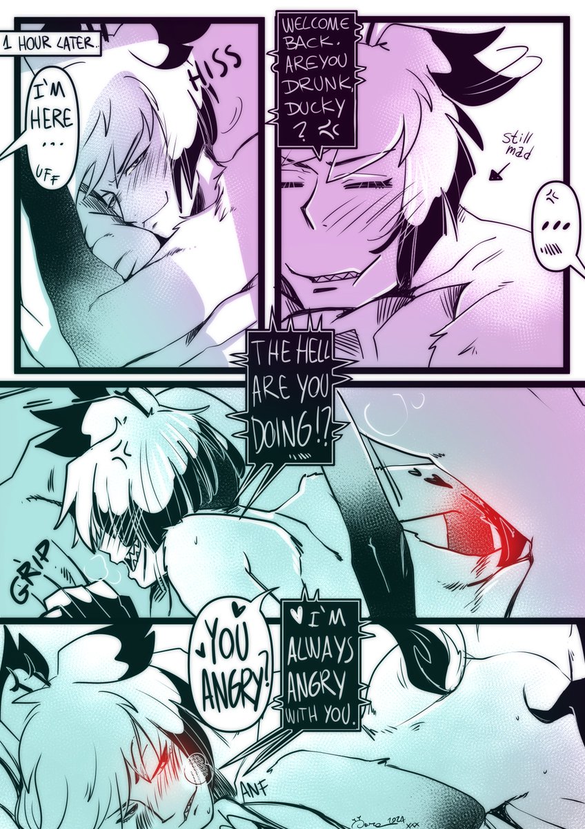 itsspiderpotion's tweet photo. 5-8/16 🥂 "Who's drunker?"
Sooo... Al was drunk, now Luci is drunk. And he's surprisingly more aggressive! (Al seems having a lot of fun about that. Ehehe!) 
----
#Alastor #Lucifer #HazbinHotel #Appleradio https://t.co/3XU2eghGny