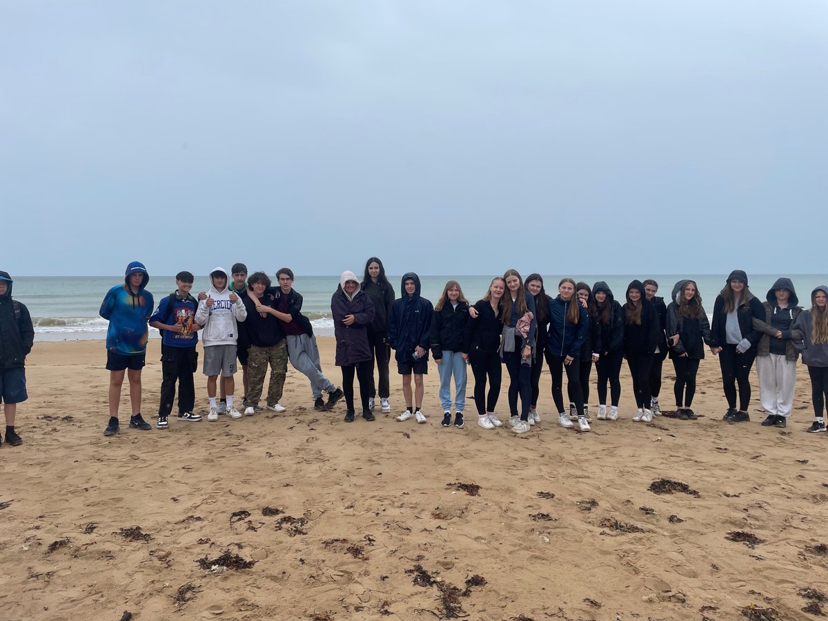 UckColl_ML's tweet photo. Despite the rain, we’ve had an interesting and poignant morning at the American Cemetery and Omaha Beach #Y9Normandy24 https://t.co/kZMZ2wM879