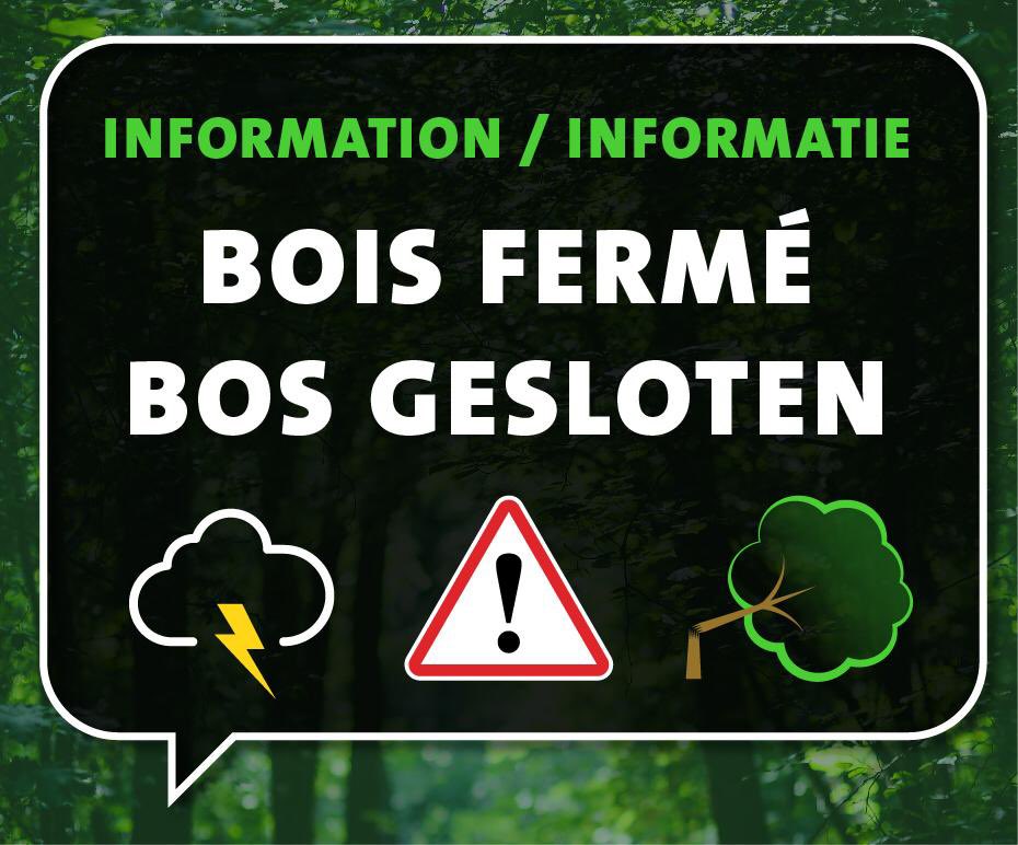Attention : suite aux conditions météorologiques annoncées, le Bois de la Cambre #Bruxelles sera fermé dès 17 heures jusqu’à nouvel ordre.