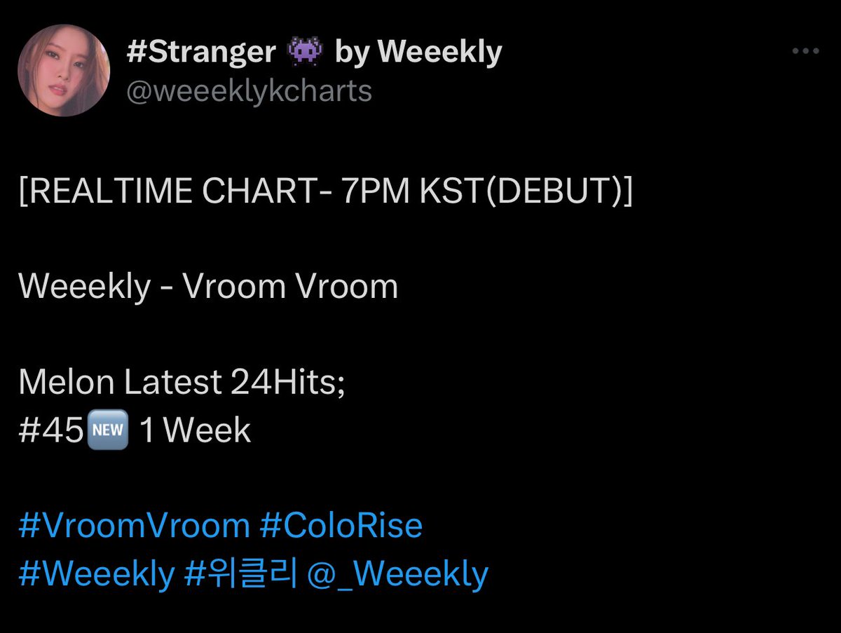 They’re doing much better on kcharts debut, compared to Vroom Vroom! Vroom Vroom only got to chart on 4 weeks chart after 14 hours, but they only take 1 hour to do so with Lights On😭🫶🏻

#위클리 #Weeekly
#Bliss #LIGHTS_ON 
#Weeekly_LIGHTS_ON