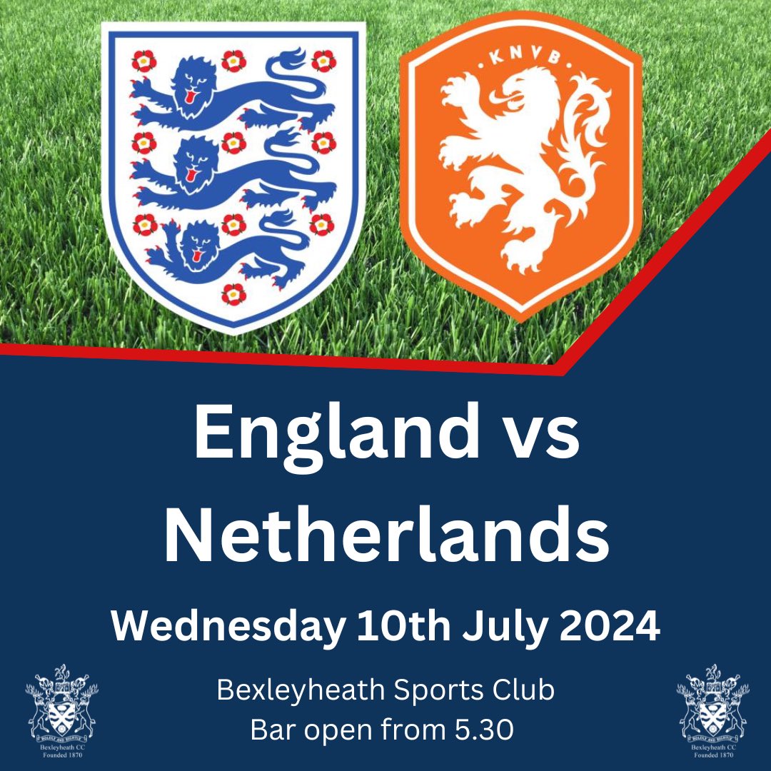 Join us at Bexleyheath CC this Wednesday for #ENGNED 

BBQ from 6.30 &amp; special offers on drinks all evening.
