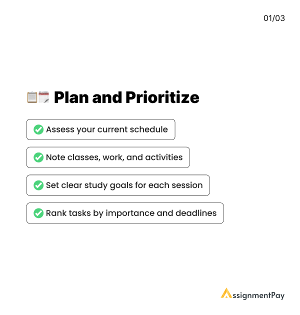 AssignmentPay_'s tweet image. 📚🗓️ Mastering your study schedule is key to academic success! Check out these practical tips to create a personalized study plan that boosts productivity and maintains balance. #StudyTips #TimeManagement #AcademicSuccess #AssignmentPay