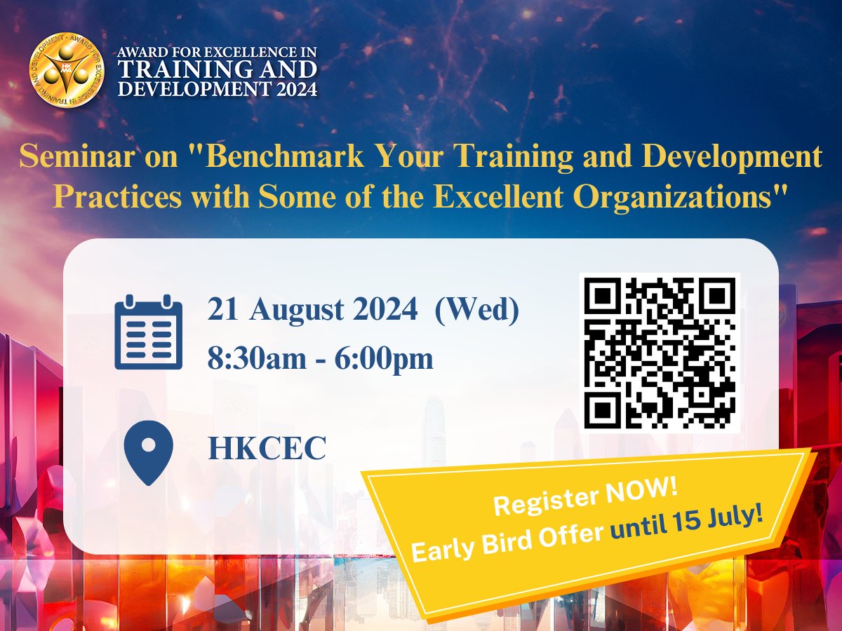 HKMAChannel's tweet photo. The top 10 finalists for the 2024 "HKMA Award for Excellence in Training &amp; Development" have been announced! Join our Seminar on “Benchmark Your Training &amp; Development Practices with Excellent Organizations" on 21 Aug to learn from their success! https://t.co/MbVNgLbQDP https://t.co/hJ6JE6SVfy