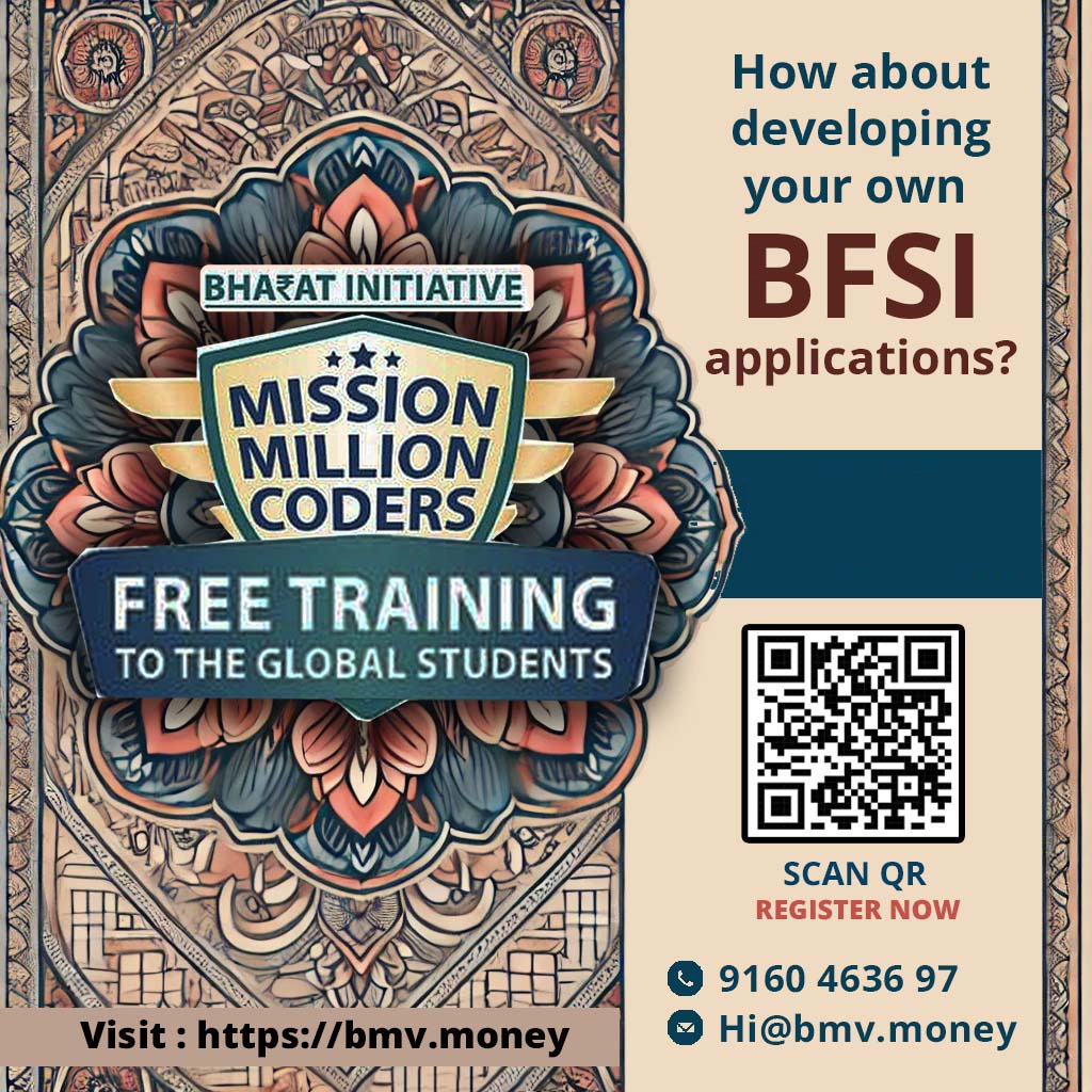 Are you passionate about coding and the world of finance? BMV.MONEY  is offering no-cost training to global students in developing their applications for the BFSI (Banking, Financial Services, and Insurance) sector. 🚀

🔗Register Here:forms.gle/RT5vPx8vwUuVP2…