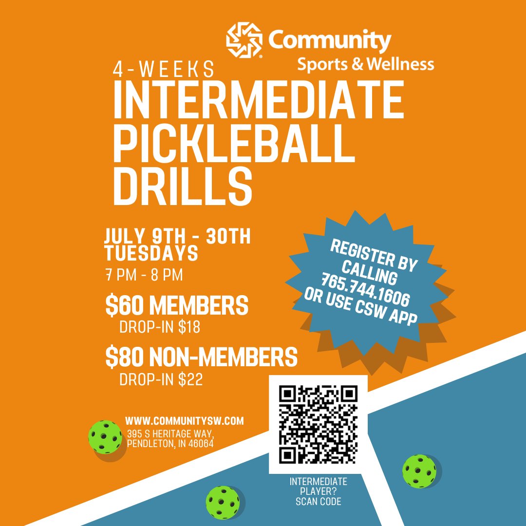 Hey, let's drill to improve our game! 
Stand out! Register by calling 765-744-1606 or use the CSW App!
#cswfindyourfit
Communitysw.com