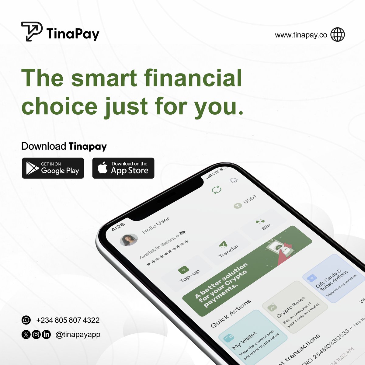 TinaPayapp's tweet image. Tinapay vs Traditional Banks: Why We're the Smarter Choice for You

✅Effortless Setup 
✅24/7 Access
✅Crypto &amp;amp; Gift Card Friendly

#Bank #Financialfreedom #TinaPay