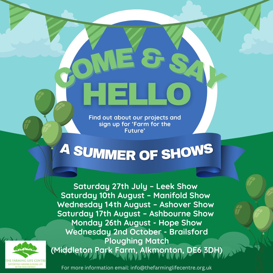 Come and say hi 👋🏻 find out about our projects, sign up to 'Farm for the Future' or just enjoy a piece of cake and a brew.  #agrigulturalshows #summer #smallcharity #farming #peakdistrict