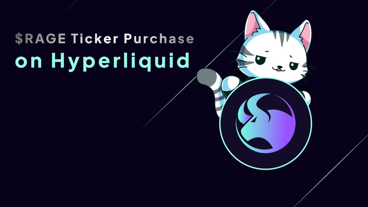 Rage Trade (@rage_trade) on Twitter photo We just bought the $RAGE ticker on <a href="/HyperliquidX/">Hyperliquid</a>.
As you might have guessed, the $RAGE token will launch on Hyperliquid.
We are giga bullish on Hyperliquid L1 and want to plant our flag early.
Rage 🤝 Hyperliquid We just bought the $RAGE ticker on <a href="/HyperliquidX/">Hyperliquid</a>.
As you might have guessed, the $RAGE token will launch on Hyperliquid.
We are giga bullish on Hyperliquid L1 and want to plant our flag early.
Rage 🤝 Hyperliquid