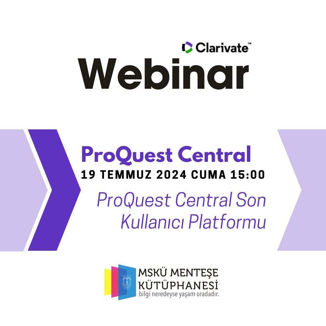librarymuedutr's tweet photo. Webinar: ProQuest Central Son Kullanıcı Platformu
Tarih ve saat: 19 Temmuz 2024, Cuma 15:00
Kayıt: https://t.co/FH1URHK1Mz https://t.co/7gz6JjlC0a