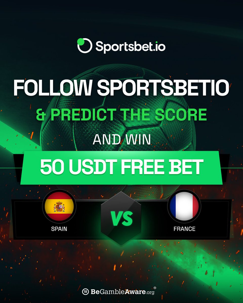 Sportsbetio's tweet photo. You asked, we delivered 😎

Our 50 USDT free bets giveaway is here for the semi-final!

✅ Follow @Sportsbetio and @SbBetflix
🧐 Predict the result of the 🇪🇸 #ESPFRA 🇫🇷 match and tag your #Euro2024 buddy

Five winners will be chosen randomly from entries submitted before kickoff and announced on 10.07.2024.
Good luck! 💪