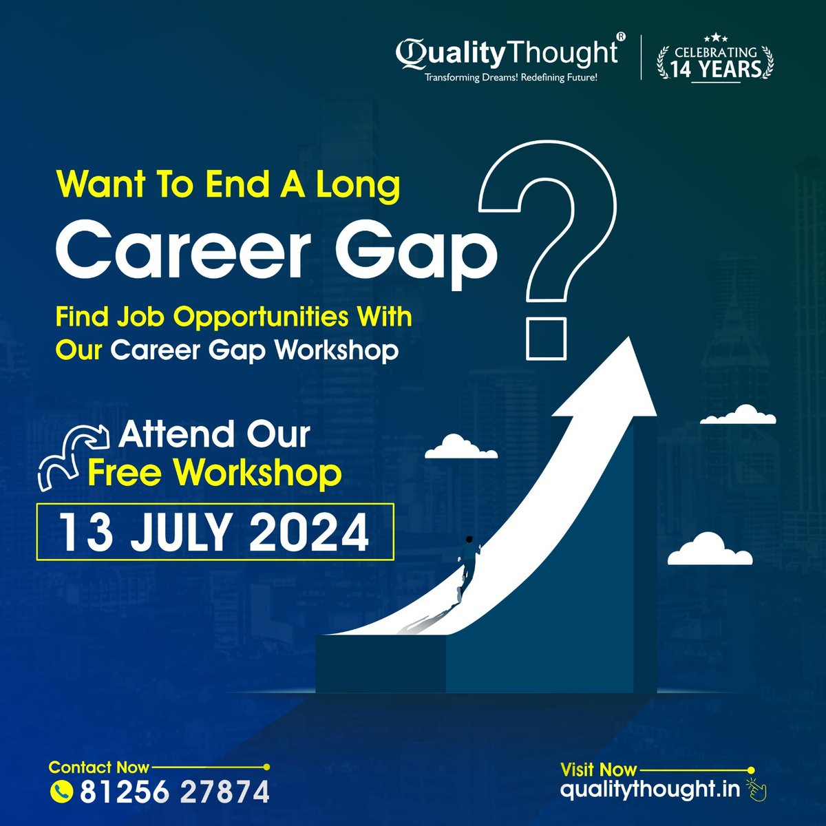 QTTWorld's tweet photo. Want To End A Long Career Gap? Attend Our Free Workshop on 13th July 2024.
🌐Register for the Course: https://t.co/YmdQgwcz3l
📷Contact - 8125627874
#qtt #qualitythought #trendingcourses #ittechnology #software #jobs #career #itindustry https://t.co/zWMT9GKSax