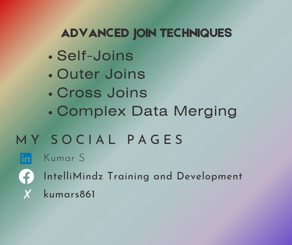 kumars861's tweet image. Unlock the potential of your data and drive strategic decisions.
#OracleSQL #DataManipulation #AdvancedSQL #DataAnalysis #SQLTechniques #DataScience #BusinessIntelligence #BigData #TechInnovation #DataDriven #Analytics #SQLQueries #DatabaseManagement #DataEngineering #IT