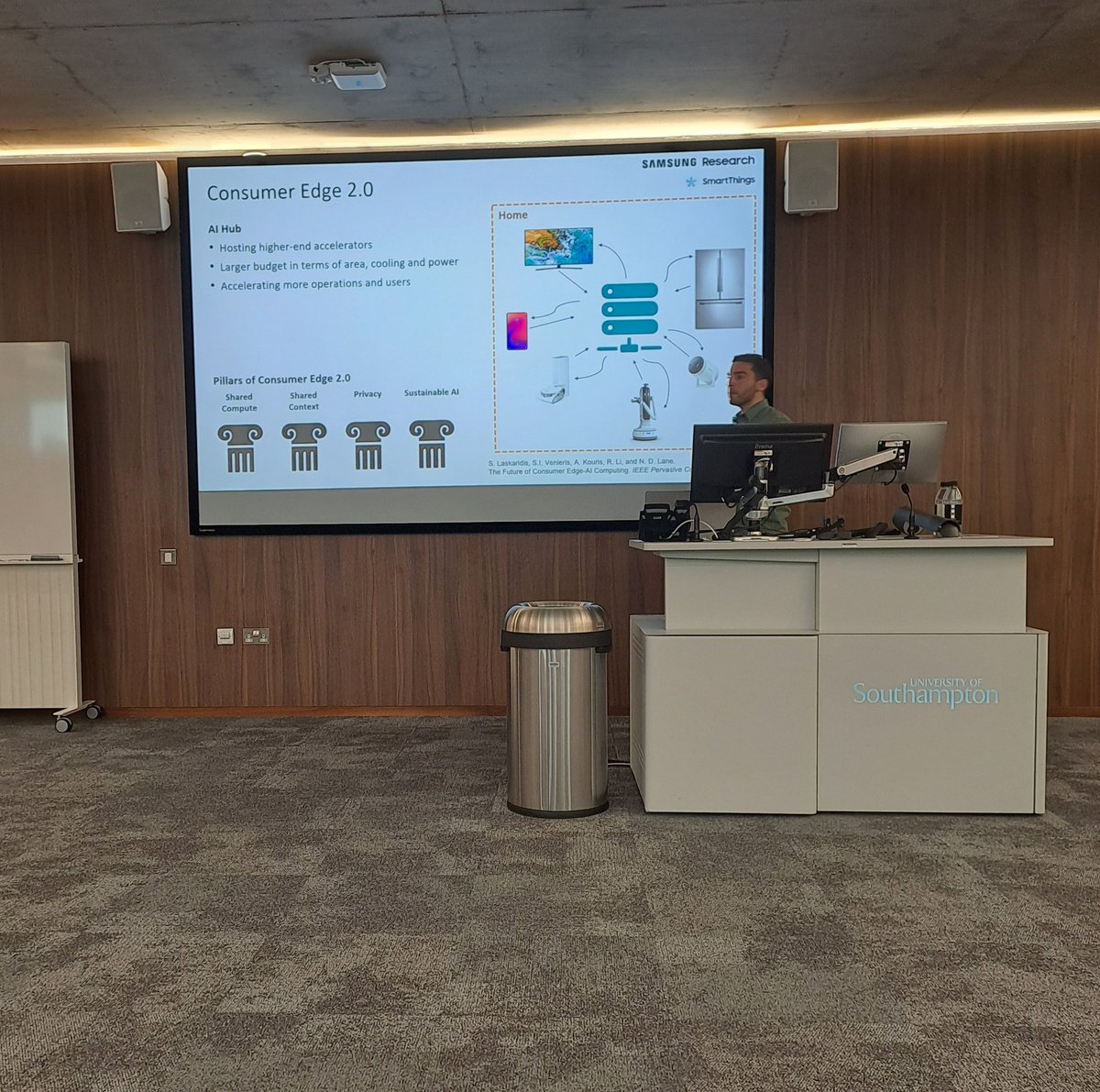 Our keynote speaker Stylianos I. Venieris (Samsung AI Center) presenting on "A Call to Rethink AI Computing at the Consumer Edge: New Challenges and Systems Considerations". #mobiuk2024