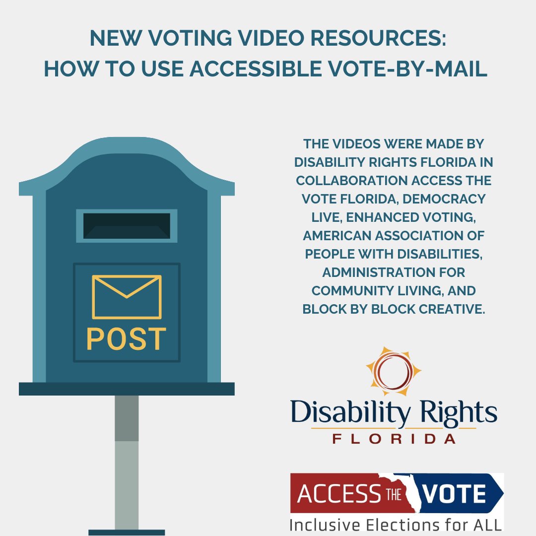RCDSFlorida's tweet photo. Accessible voting is the law, and it applies to both in-person voting and voting by mail. 

Learn More: https://t.co/7x8VBdg8rU

#personswithdisabilities #disabilitysupport #votingmatters #DisabilityVoting #VotingRights #brevardcountyfl #rockledgefl https://t.co/4i6njbmp1f
