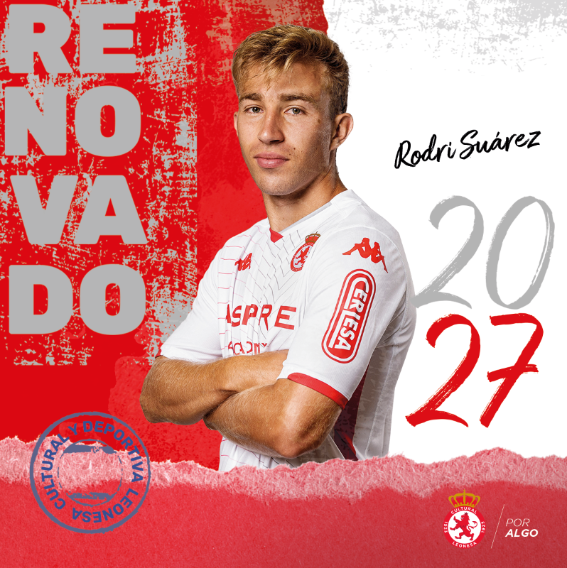 CyDLeonesa's tweet photo. 🔴 OFICIAL | @Rodriisuarez7 amplía su vinculación con la Cultural y Deportiva Leonesa hasta 2027

🔗 Más info: https://t.co/4VKb0kcCPh

#AúpaCultu 
#Rodri2027 https://t.co/wNLbWlbgFj