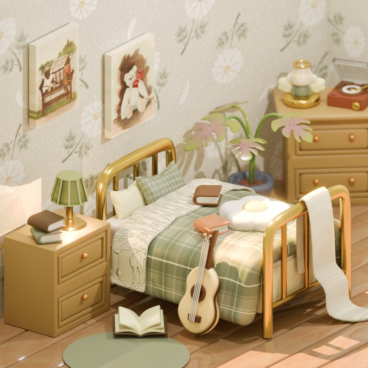 micro_kosmos3's tweet photo. 暖かいベッドルーム
#blender #b3d #3DCG https://t.co/VVHllzK6kq