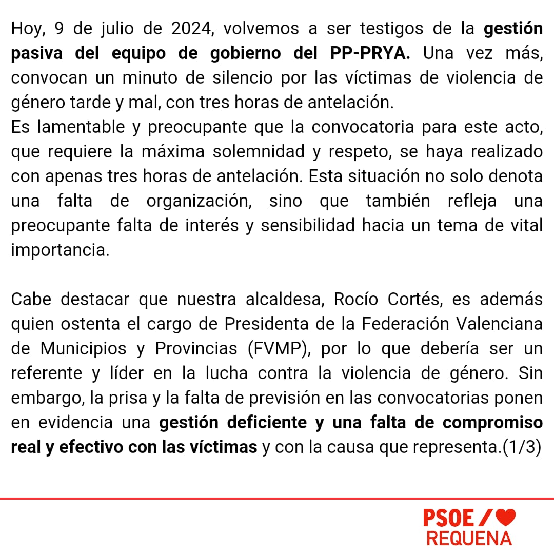 PSOE_Requena's tweet photo. Con el equipo de gobierno del PP-PRYA, ni respeto ni gestión. https://t.co/dP2zcOWmew