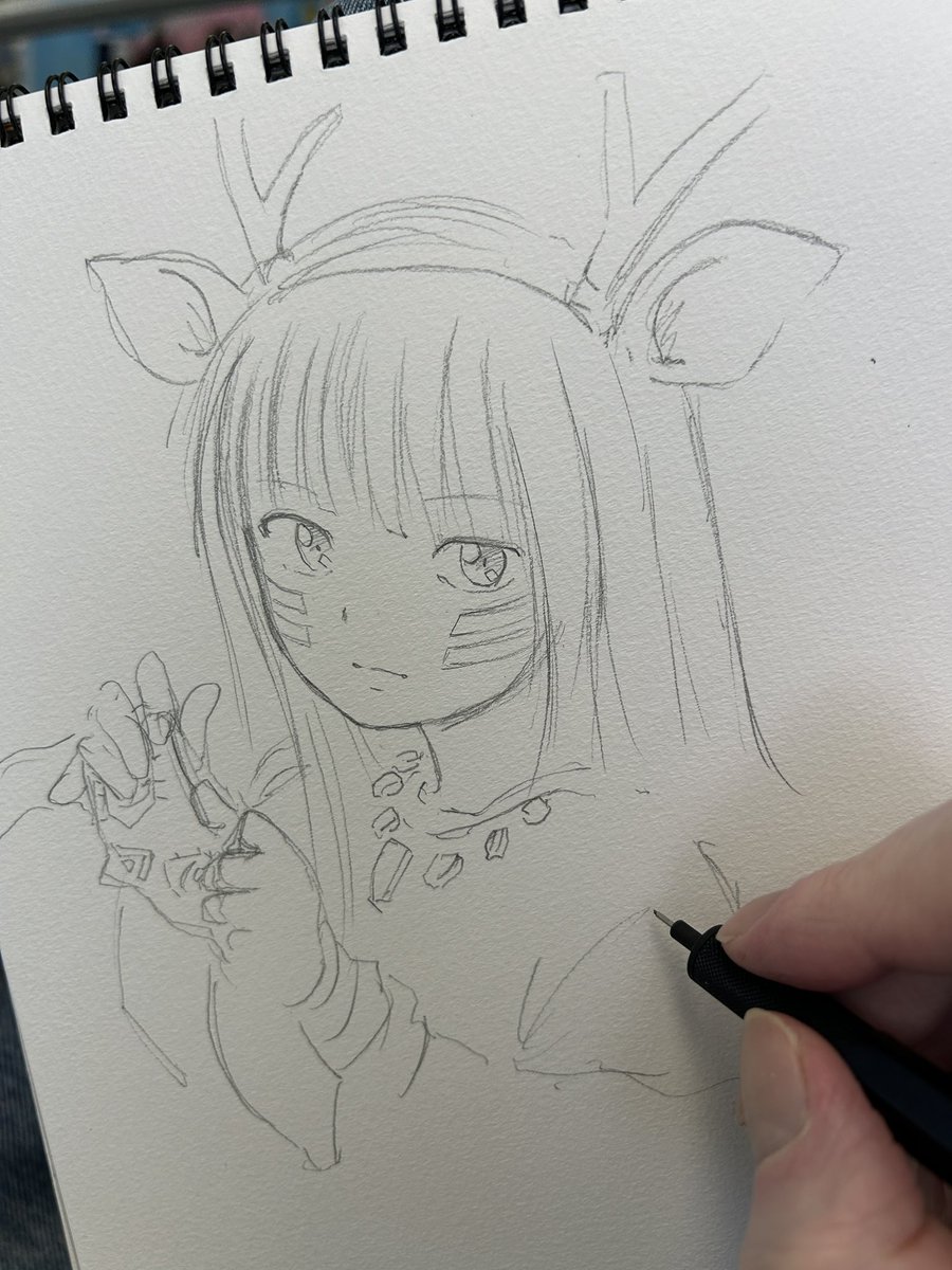 「ちゃんと描いてますのよ(=゜ω゜)ノ AIは紙には描けんのだよ…  あ、でも紙に」|まるも☆『きゃぴ』Kindle版発売中！のイラスト