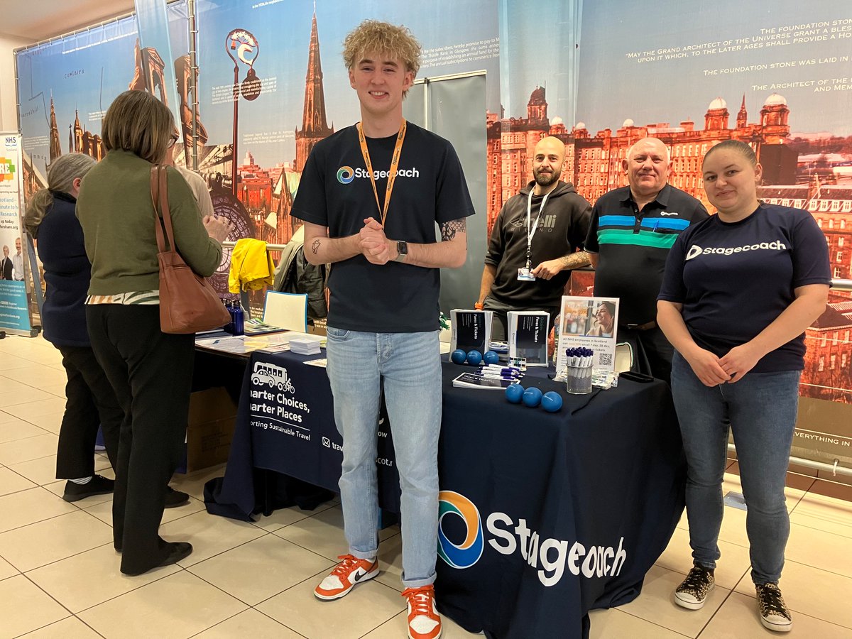 StagecoachWScot's tweet photo. We’re at Glasgow Royal Infirmary today, helping staff sign up for their NHS staff benefits! 10% discount on bus travel for NHS staff, what’s not to love ⁉️ We’re ready to answer your burning questions, and send you away with some handy wee freebies! Come on down ❤️ @NHSGGC https://t.co/ySGRQ2oFvx