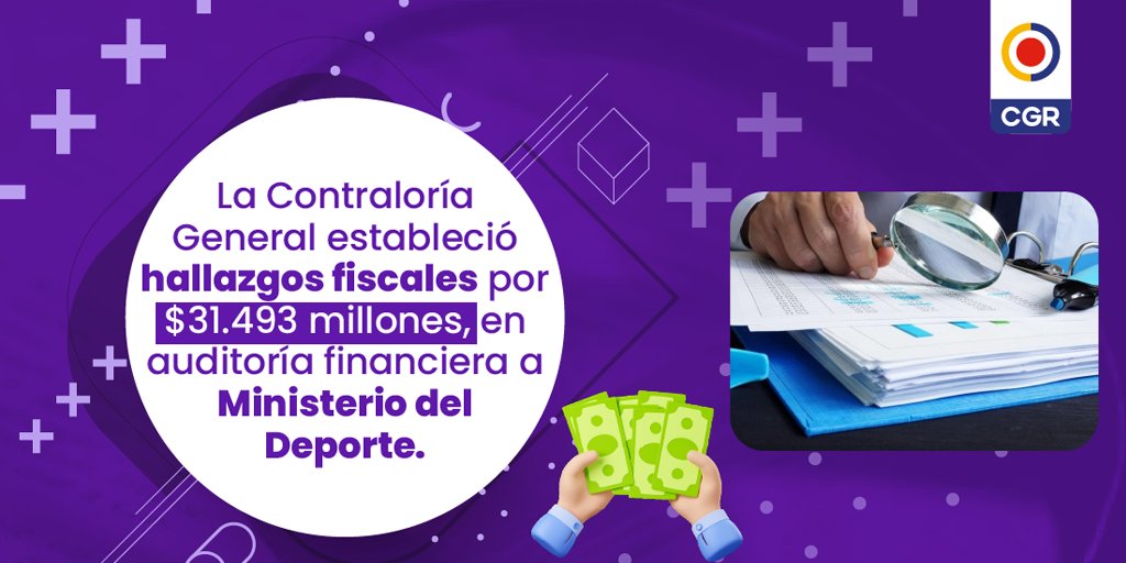 La CGR detectó hallazgos fiscales por $31.493 millones en los estados financieros del <a href="/MinDeporteCol/">Ministerio del Deporte</a> en 2023. El mayor hallazgo, por $25.874 millones, es por el incumplimiento de un convenio afectando a los participantes en los Juegos Intercolegiados. tinyurl.com/4f5ysfhw