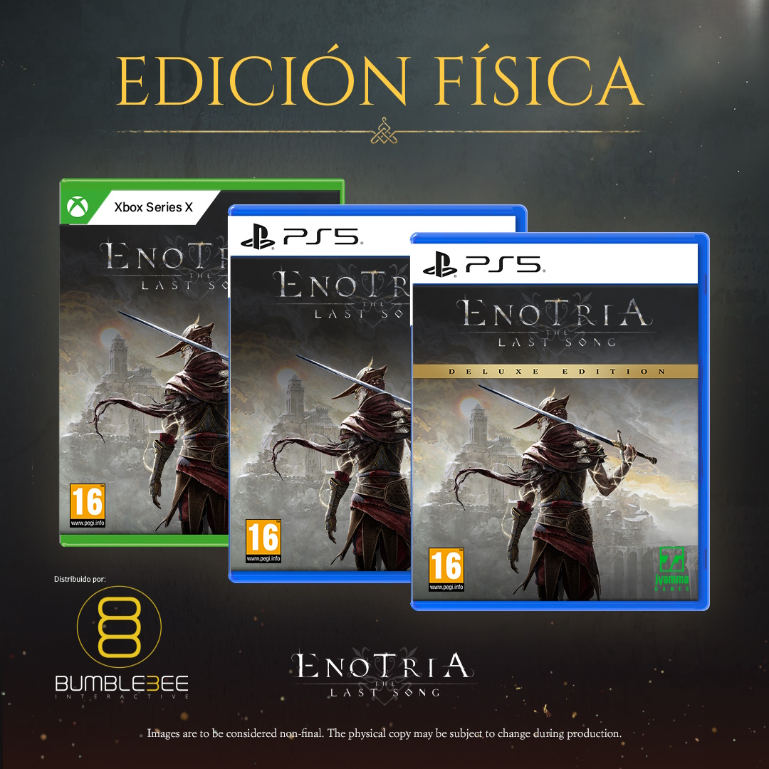 Bumble3ee_Int's tweet photo. Enotria: The Last Song, el esperado Souls de rol y acción, ambientado en un mundo de fantasía e inspirado en la cultura y el folclore italianos, ¡llega a las tiendas en formato físico!
📅 19/09/2024
▶️https://t.co/JtoBY34Dqt
#enotriathelastsong #PS5 #XboxSeriesX #Bumble3ee https://t.co/urCgcHVPhj