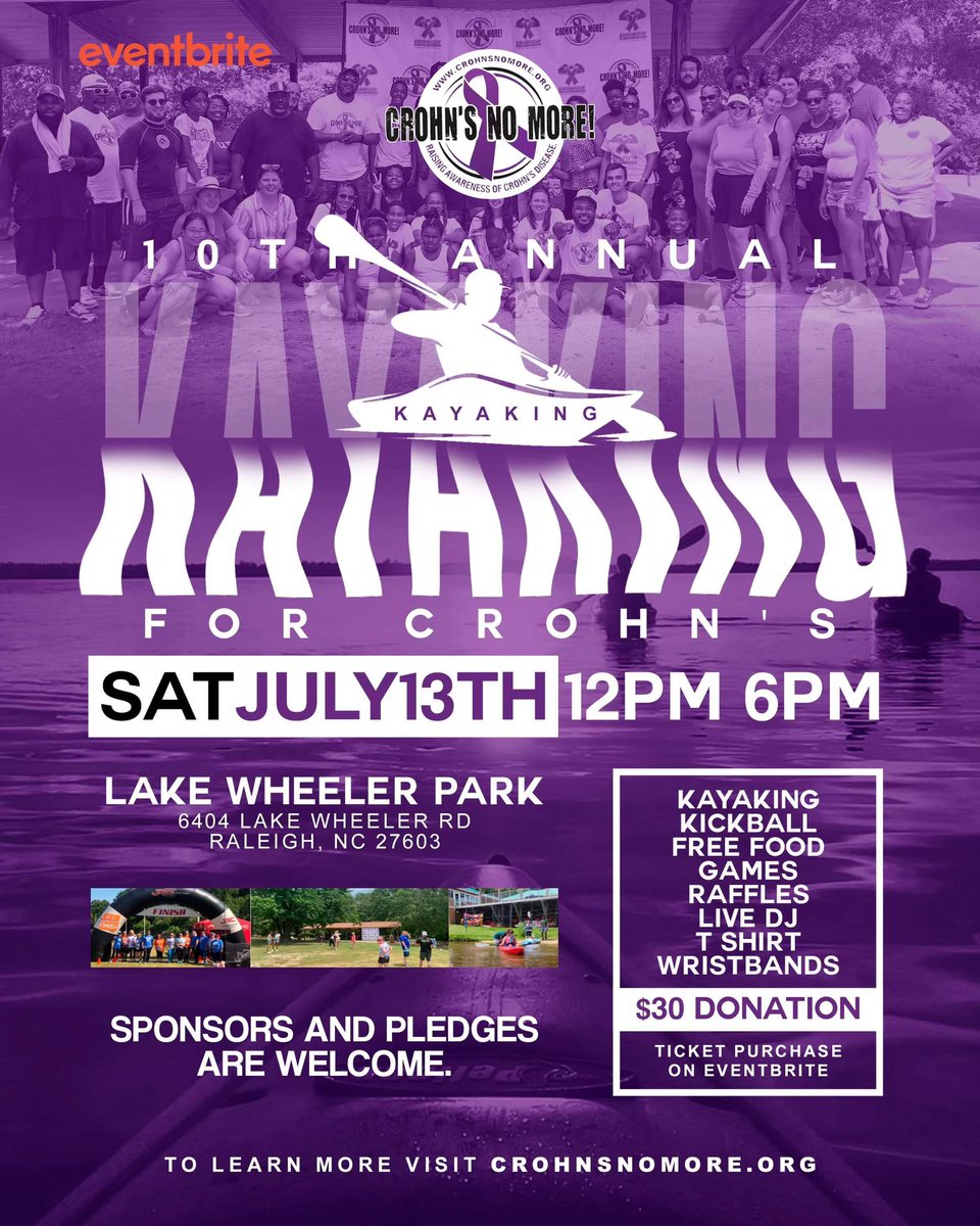 CrohnsNoMore's tweet photo. Sat July 13th
Kayaking 4 Crohn’s
Lake Wheeler Park
6404 Lake Wheeler Rd Raleigh , NC 27603
https://t.co/hvVFkAosu8
FUN for all to enjoy !
@Crohnsnomore
website https://t.co/D60W5hW8rP
#Crohns
#Colitis
#IBD
#Bpartofthesolution
#Crohnsfit
#Crohnsnomore
#kayaking4Crohns https://t.co/ImkzkypEvi